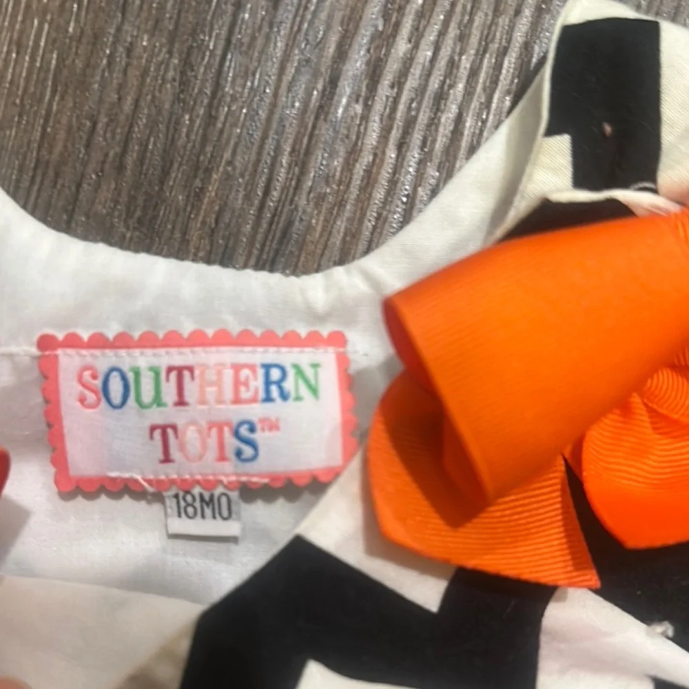 Orange and Black Halloween One Piece with Chevron Pattern - Picture 3 of 5